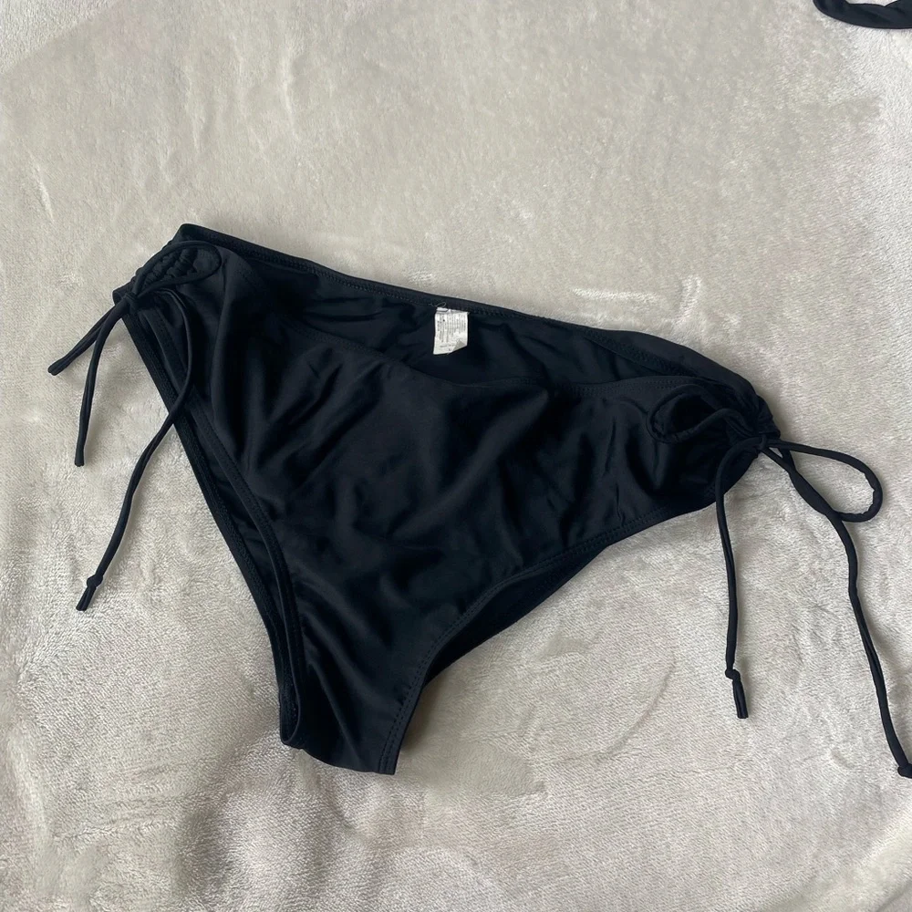 Polka Dot Halter Bikini and Black Bottoms - Picture 6 of 10